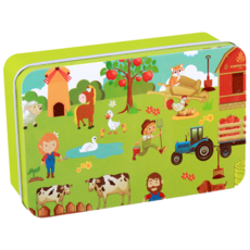 卡通拼圖 兒童益智玩具 趣味拼圖 鐵盒裝, 【60片】快樂農場, 1個, 60片