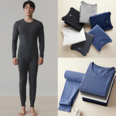 NY20 남성용 40수 순면 고신축 얇은 내의 겨울 극세기모 남자 내복 상하의 세트