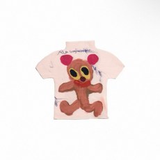 iscreamcolour MOF 原創色彩塗鴉T-Shirts Y2K 辣妹 美式 童裝上衣, 橘粉色小棕熊,F