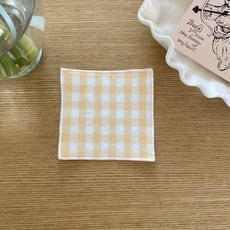 컵받침 패브릭 코스터 체크 시리즈 2p, 연노랑, 1세트