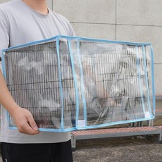 無品牌 鳥籠防風罩 透明籠罩 防風防塵防雨罩, 藍色包邊透明籠罩 不含籠子 ,22*16*18cm籠子用