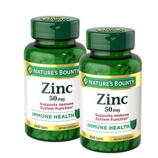 Nature's Bounty Zinc 네이처스 바운티 아연 50mg 250카플렛 2팩, 250정, 2개