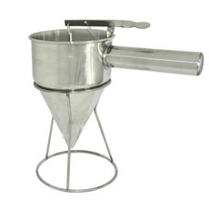 不鏽鋼漏斗附支架 - 醬料分裝、烘焙適用廚房工具, 不鏽鋼色, 1個