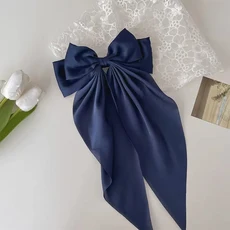 쿠쿠스토어 2023 새로운 여성 대형 활 머리핀 쉬폰 큰 Bowknot 얼룩 바레트 솔리드 컬러 포니 테일 클립 헤