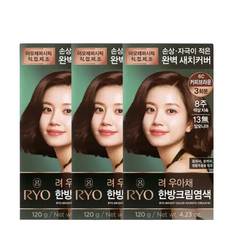 려 우아채 한방크림염색 염모제 6종, 6C 커피브라운, 3개
