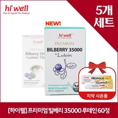 하이웰 프리미엄 빌베리 35000 + 루테인 10mg 60베지캡슐 x5, 60정
