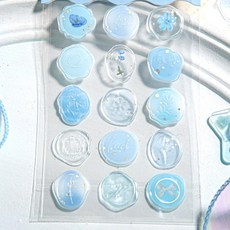 청첩장 봉투 에폭시 투명 실링왁스 스티커 블루