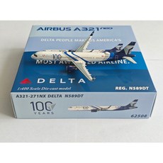 Panda 達美航空 Delta Airlines A321 N589DT 達美100周年彩繪 1:400 飛機模型, 1個