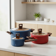 인덕션 겸용 양수 편수 전골냄비 3종 세트 주방 조리도구 모음, 1개, 레드앤블루_18블루+22레드+28블루, 상세페이지 참조