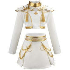 金色點綴造型服裝套裝 獨特剪裁時尚鏈條設計