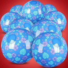 Leyndo 12팩 그린 터틀 테마 비치볼 아동용 20cm(7.8인치) 벌크 여름 수영장 및 해변 게임 선물 생일 파티 용품 연말 수업 장식 147292, 12, 나뭇잎과 꽃