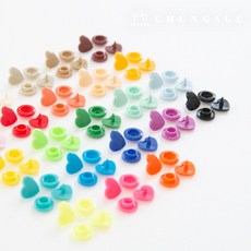 똑딱이 단추 플라스틱 티 스냅 단추 옷만들기 하트 12mm 23종, 17)블루