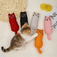 AmoRex 고양이용 고양이 모양 봉제 장난감, 1세트, 오렌지 + 핑크 + 레드 + 그레이 + 블랙
