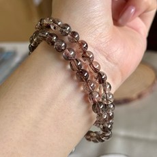 黑銅鈦晶手珠 6.5mm 透料水晶手串飾品
