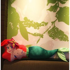 小美人魚愛麗兒毛絨玩偶抱枕, 110cm美人魚大抱枕,卡通防水袋包裝