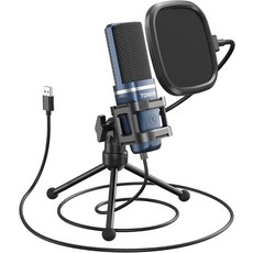 TONOR TC-777 팟캐스트 마이크 USB 컴퓨터 삼각대 스탠드가 있는 카디오이드 콘덴서 PC 및 스트리밍 보컬 녹음을 위한 팝 필터 노트북과 호환 PS45, TC 30 with RGB &