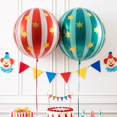 레드 그린 서커스패턴 은박풍선 어린이집 유치원 생일파티, 1개, 레드그린세트