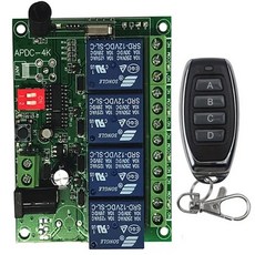 무선 릴레이 원격제어 수신기 송신기 세트 리모컨 433MHz DC12V 24V 4CH, 1개