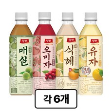 동원 양반 음료 500ml 4종모음 24병 (매실6+오미자6+배식혜6+유자제로6), 24개
