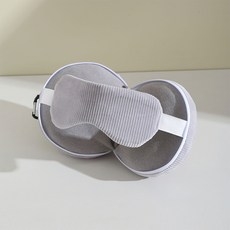 무무비 목배개 수면안대 일체형 기내용 차량용 목쿠션 휴대용 미니쿠션, 그레이