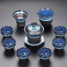 窯變茶具建盞套裝天目家用, 1個, 星空蓋碗10頭6杯套裝（無禮盒）