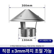 튜브 방품 레인캡 역풍방지기 삿갓 뚜껑 역품 연통 스텐, 130mm 300mm A, 기본 색상