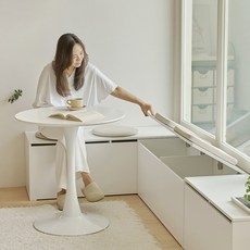 아씨방가구 베라 거실 수납 벤치 스툴 의자 세트 2000, 멀바우 화이트