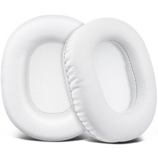 SOULWIT 교체용 이어패드-호환 모델 오디오테크니카 ATH M50X /M50xBT /M50RD /M40X /M30X /M20X /SX1 /MSR7 소음 차단 폼 포함 1쌍, Protein Leather, White, 1개