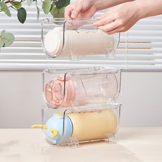텀블러 투명 수납 싱크대 렉 젖병 젖병 정리함 와인렉, 1구 (3개입), 1개