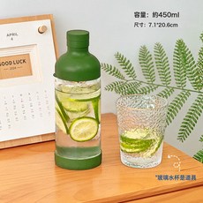 冷水壺家用儲水大容量涼水壺耐高溫泡水果花茶果汁冷萃壺玻璃水壺, 1個, 小號綠色-450ml:如圖, 1L