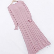 여성 홈웨어 부드러운 소재 긴소매 롱 원피스 라운지웨어 실내복 편안한 착용감