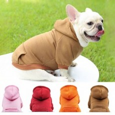 강아지 겨울옷 기모 후드티 스판 애견실내복 외출복 산책옷 애견옷 PE, 1개, 오렌지/2XL 사이즈