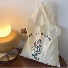 브레드 장바구니 에코백, 휴대용장바구니(룰러)아이디어, 1개, 베이지