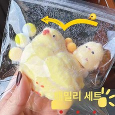 병아리 말랑이 쫀득 찹쌀 곰 코알라 세트 스트레스해소 스퀴시 토끼 선물 찐득볼, 4. 1세트 아빠닭 1개 +아기병아리 1개, 1개