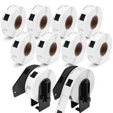 DK 1202 라벨 700 QL 호환 가능한 720NW 4인치 다이컷 100MM 570 카트리지 1개 롤당 8개 프린터용 500 62MM 300개 리필, 0.66 in x 2.1 in, Die cut el 10 rolls