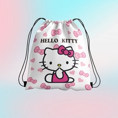 헬로키티 조임끈 선물가방 세트 부직포 귀여운 캐릭터 캔디 쥬얼리 수납백, 12개