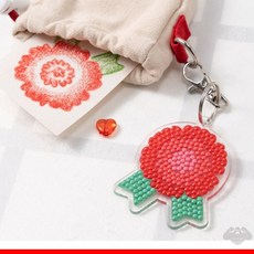 콩킹팜 민화샵 카네이션 보석십자수 키링 (1개입) 어버이날선물