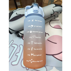 附時間刻度漸層色運動水壺 2000ml, 磨砂【藍橘色】, 1個