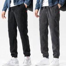 남성 코듀로이 조거 팬츠 - 편안한 허리밴딩 캐주얼 바지