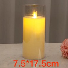 LED 전자 흔들리는 촛불 무드등 리얼 감성 차박 웨딩 파티 프로포즈 조명, 14_플라스틱투명덮개7.5x18cm