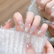 DELUXEFOX 네일 칩 30개입 네일 팁 롱 붙임 손톱 가을 겨울 일본풍 귀여운 심플하고 세련된 성인식 입학식 졸업식 결혼식 파티 일상 생활 신부 네일 광택 양면 테이프