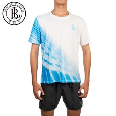 BL魔幻布 75g超輕量機能短T - 時尚印花，速乾透氣運動上衣, 白藍, 1個