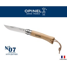 Opinel 法國不銹鋼折刀 No.07 櫸木刀柄附皮繩, 1個
