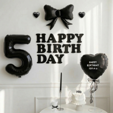 파티몬 생일 풍선 가랜드 리본 파티 용품 숫자 이니셜 세트 소품, 숫자 5 풍선 리본 생일 풀팩