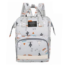 【台灣現貨】多功能保溫時尚媽咪包-防潑水大容量多格層媽媽包，奶瓶保溫耐重寬口T, 雪人-灰色