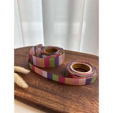 소담 모던 색동무늬 전통 금박 명절리본 설 실리콘 선물 포장 추석 전통, 25mm(900cm), 1개, 소담색동(분홍)