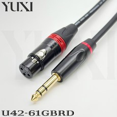 YUXI XLR轉6.35mm TRS平衡式訊號線 錄音介面監聽線, 1個, 紅色色圈,50公分 含雙頭