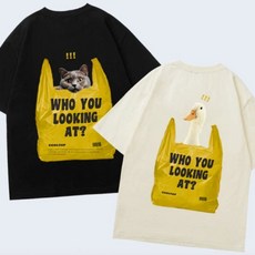 빅사이즈 오버핏 강아지 퍼피 웰시코기 프린트 반팔 티셔츠 커플 남녀공용 반팔티