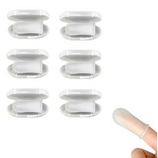 강아지 고양이 애견칫솔 360도실리콘 본품+케이스, 6개, 투명