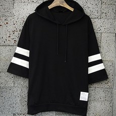 男款簡約7分袖連帽上衣